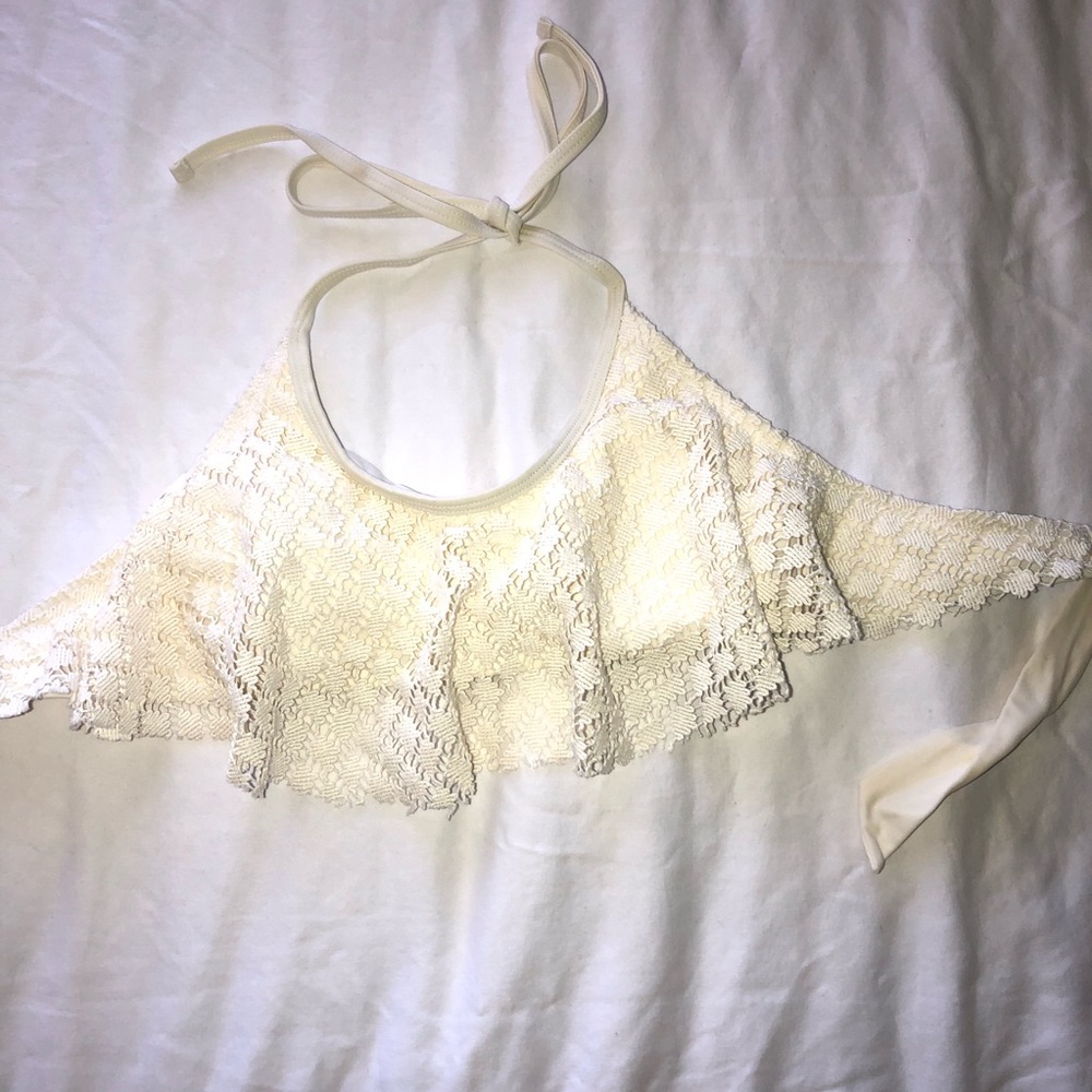 white ruffle bikini top